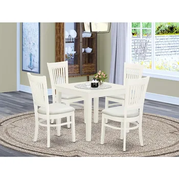 Набор мебели Восток-Запад из 5 предметов Включает квадратный деревянный стол и 4 кухонных обеденных стула из льняной ткани, 36x36 дюймов