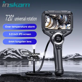 INSKAM 5-Дюймовая Промышленная Эндоскопическая Камера С Вращением на HD 720 °, 4-Позиционная Шарнирная Инспекционная Камера для Автомобильных Труб, Канализационных Камер