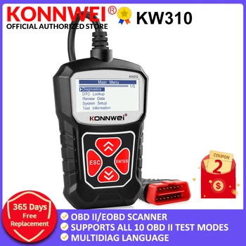 KONNWEI KW310 OBD2 Car Diagnostic Scan Tool Автомобильный Считыватель Кодов со Сканером OBD2 Auto Tools PK ELM 327 V 1 5 AS100