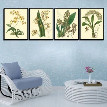 Холст, картина с красивыми цветами, настенный арт-принт, скандинавский плакат для офиса, современные картины с зелеными растениями, декор для дома в гостиной