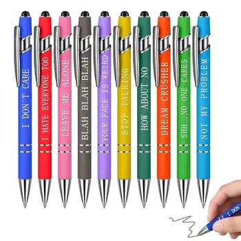 Ручки с ругательствами, чернильные ручки для женщин, 10 штук шариковых ручек, офисный вдохновляющий стилус с сенсорным экраном, ободряющий