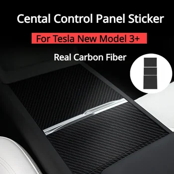 Центральная Панель Управления из Настоящего Углеродного Волокна для Tesla New Model 3 + Накладка На Консоль Накладная Наклейка New Model3 Автомобильные Аксессуары 2024
