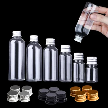 30шт пластиковых бутылок для хранения образцов объемом от 5 мл до 250 МЛ с алюминиевыми завинчивающимися крышками, портативных мини-косметических контейнеров для жидких твердых веществ для путешествий