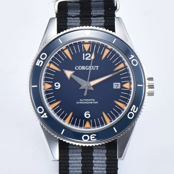 Corgeut 41 мм Автоматические Механические часы мужские Люксовый бренд Военные Часы 007 с нейлоновым ремешком, светящиеся водонепроницаемые наручные часы мужские