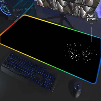 RGB Водонепроницаемый коврик для мыши Большой черно-белый коврик для мыши Однотонный Mouosepad LED Gamer Настольный коврик для клавиатуры с подсветкой 400x900 мм
