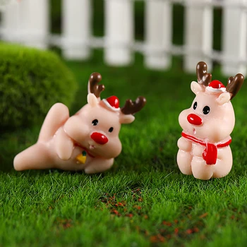 1 шт. мини-рождественское украшение, Рождественские фигурки лося, Декор сказочного сада, модель снежного пейзажа, украшения из смолы, миниатюры