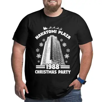 Мужская футболка Nakatomi Plaza, Топы для Рождественской вечеринки 1988 года, Забавная Футболка С круглым вырезом и коротким рукавом, Футболка Большого роста, 4XL 5XL 6XL, Футболка