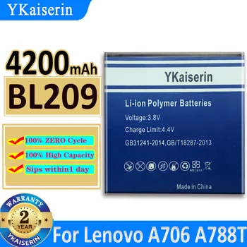 YKaiserin 4200mAh BL209 BL 209 Аккумулятор для LENOVO A706 A788T A820E A760 A516 A378T A398T Аккумуляторы + Трек-код