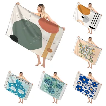 Домашние банные полотенца для тела, полотенца Morandi lines and flowers для ванной комнаты, быстросохнущее пляжное полотенце из микрофибры, большое спортивное полотенце