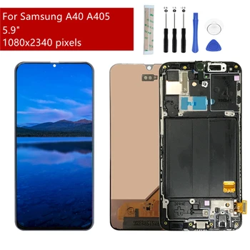 ЖК-дисплей Samsung Galaxy A40 LCD A405, сенсорный экран, Дигитайзер в сборе с рамкой, Запасные части для экрана A40