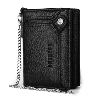 Новый многофункциональный мужской кошелек 1шт, сумка для кредитных карт большой емкости, кошелек из искусственной кожи с ремешком-цепочкой