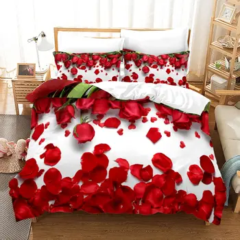 Комплект постельного белья Roses, пододеяльник для девочек, женщин, влюбленных, романтическое одеяло, декор для спальни на День Святого Валентина, стеганое одеяло, покрывало
