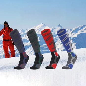 2 пары / комплект Лыжных носков из мериносовой шерсти для сноуборда, до колена, Теплые, Охоты, Сухие, Снега, Кемпинга, Холодной погоды, Зимы
