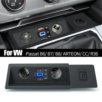 Для VW Passat B6/B7/B8/ARTEON/CC/R36 Автомобильное Зарядное устройство Быстрая Зарядка Разветвитель прикуривателя Один на двоих QC4.0 QC3.0 PD TypeC
