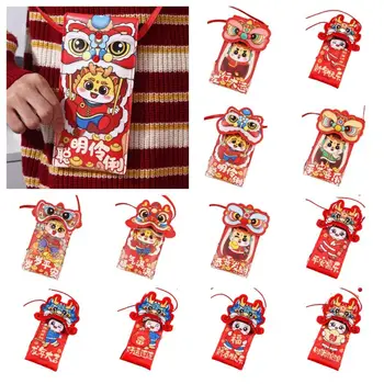 Плюшевый кошелек с изображением Китайского дракона из красной искусственной кожи, конверт-кошелек с плюшевыми игрушками, Подарок На Новый Год, кошелек для монет