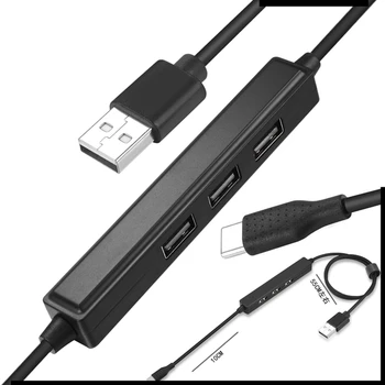 Многофункциональный концентратор USB2.0 Hub с 3-портовым разветвителем 480 Мбит / с с функцией зарядки Type-C для мобильного телефона Plug and Play