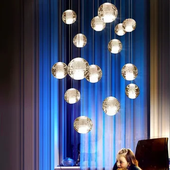 Современная Светодиодная Хрустальная Люстра G4 Ball Lamp Лестница Украшение Гостиной Кухня Спальня Подвесные Подвесные Светильники