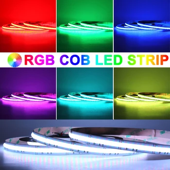 RGB COB LED Strip Dimmable Гибкие COB Светодиодные Полосы Освещают Украшение Дома Освещением 12V 24V 756/840 светодиодов/ м COB led stripes room