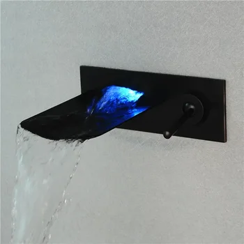 Черный смеситель для ванны с водопадом из горячего и холодного стекла, медный, скрытый Смеситель для умывальника в ванной комнате