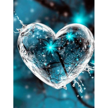 Алмазная Картина Вышивки Крестом Голубое Сердце Полный Квадрат /Круглые Стразы 5D DIY Алмазная Вышивка 5D Алмазная Мозаика Декор Стен