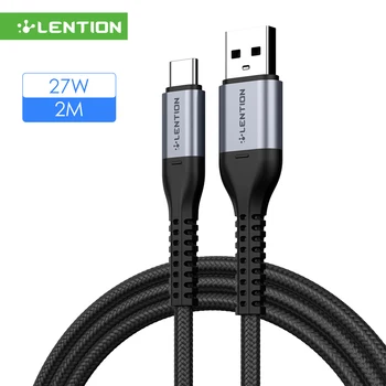 Дополнительный кабель USB Type C 9 В/3A для быстрой зарядки от USB A до USB C Плетеный шнур зарядного устройства мощностью 27 Вт, совместимый с Samsung Galaxy