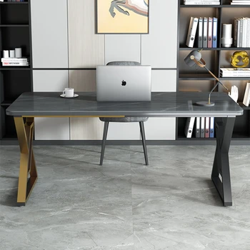 Компьютерный стол, рабочий стол, современный письменный стол в минималистичном стиле, спальня, кабинет, легкая роскошь