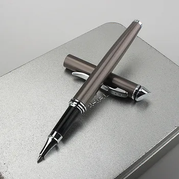 Роскошная высококачественная ручка-роллер для студентов бизнес-школы серого и серебристого цвета, Новинка