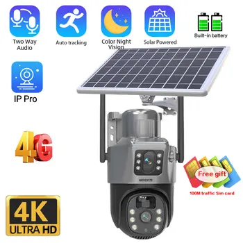 4G Sim-Карта Солнечная Камера PIR Защита От Обнаружения Человека Безопасность 4K HD Wifi IP Беспроводная Солнечная Энергия Камеры Видеонаблюдения Smart Home Cam