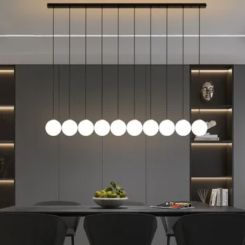 Минималистичная люстра из белого стекла для столовой, Подвесной светильник для кухни, Шнур лампы G9, Регулируемые светильники для ресторана