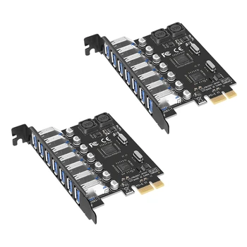 2X Адаптер карты расширения USB 3.0 PCI-E, 7 портов, адаптер-концентратор, внешний контроллер, удлинитель PCI-E, карта PCI Express.