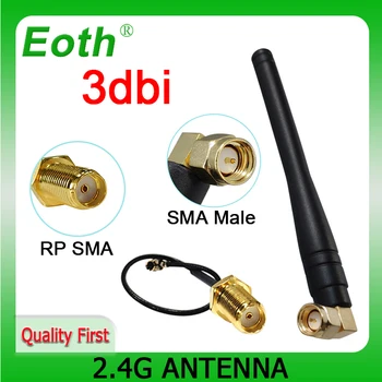 EOTH 1 2 5шт 2.4g антенна 3dbi sma женский wlan wifi 2.4 ГГц антенна IPX ipex 1 SMA мужской удлинитель с косичкой iot модуль antena