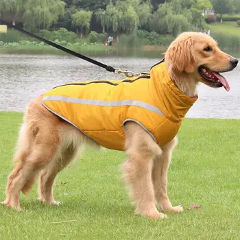 Утолщенная уличная куртка для собак, водонепроницаемая зимняя ветровка, теплая большая куртка для собак, высококачественная теплая зимняя ветровка для собак