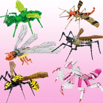 Moc Насекомое Животное Модель Строительные Блоки Богомол Тигровая моль комар термит Создание AssembleToys Для Детских Подарков