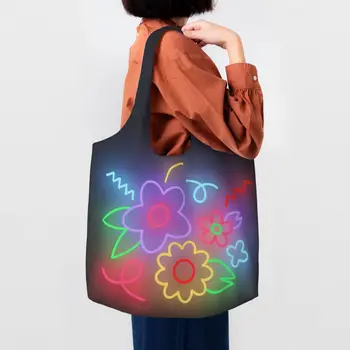 Холщовая сумка для покупок Baby Bouquet, женская моющаяся сумка для продуктов большой емкости, уличная роспись, Элдридж Шоппер, сумки-тоут, сумки