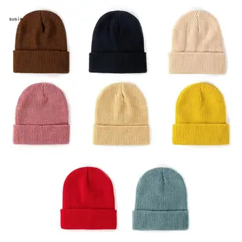 Зимние вязаные шапки X7YA, теплые вязаные шерстяные кепки, повседневная кепка-бини Унисекс