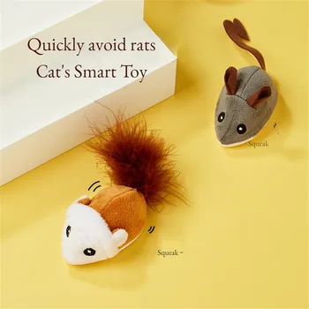 Умная бегущая мышь, игрушка для кошек, Интерактивные игрушки-дразнилки с электрическим приводом, имитирующие мышей, плюшевые игрушки для котенка, играющие самостоятельно