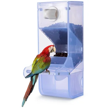 Автоматическая кормушка для попугаев Без беспорядка, кормушка для птиц в клетке, Дозатор семян для птиц С насестом, полупрозрачный контейнер для корма для птиц, клетка