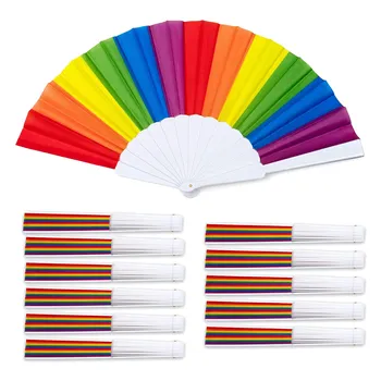 Радужные Вентиляторы, 12 Упаковок Вентиляторов, Портативные Складные Вентиляторы Rainbow LGBTQ, Складные Ручные Вентиляторы Для Вечеринок