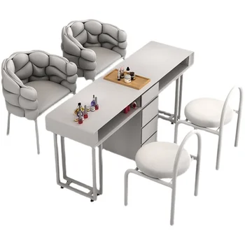Маникюрный стол в кремовом стиле, Набор маникюрных столов и стульев, Магазин одинарного и двойного маникюра в японском стиле