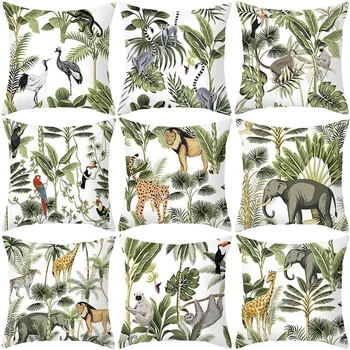 Домашний Декор Наволочка с принтом Тропического леса, Наволочка для дивана с рисунком животных в Джунглях, Диван для гостиной 