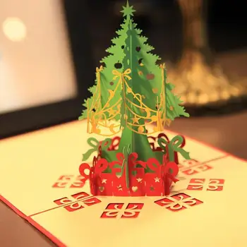 Рождественская креативная трехмерная поздравительная открытка, креативная резьба по бумаге, Рождественская елка, маленькая открытка, домашний рождественский декор
