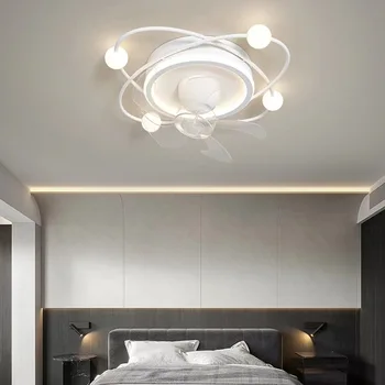 Потолочный вентилятор Nordic Лампа Спальня Столовая С лампой Электрический вентилятор Лампа Люстра с качающейся головкой Встроенная лампа