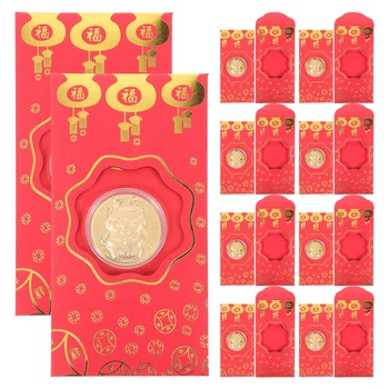 Новогодние Красные Пакеты 2024 года с изображением Дракона Зодиака, Конверт из Золотой Фольги стоимостью 100 юаней на Фестиваль Подарков на Удачу
