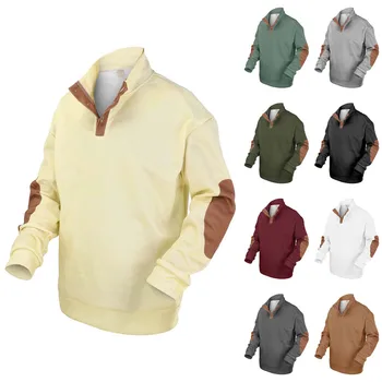 Зимняя мужская толстовка на пуговицах 2023, однотонный пуловер, простая винтажная куртка, толстовка Оверсайз для высококачественной одежды