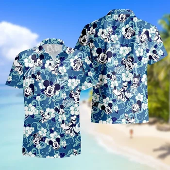 Disney Mickey Mouse Цветочная Гавайская рубашка Aloha Рубашка Disney Crew Гавайская Пляжная Рубашка Летние Каникулы Гавайская рубашка