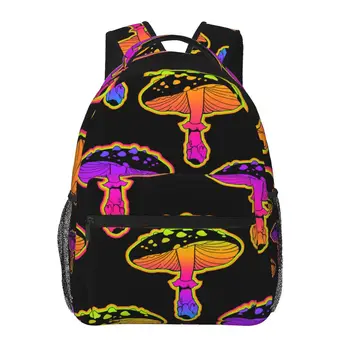 Женский рюкзак с грибами, психоделические цвета, школьная сумка для мужчин, женская дорожная сумка, повседневный школьный рюкзак