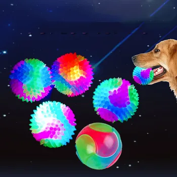 Светящийся шар Игрушка для собак Светодиодные Шарики для собак Мигающий Эластичный шарик Молярный Шарик Цветной Световой шарик для домашних животных Интерактивные Игрушки для щенков Кошек Собак