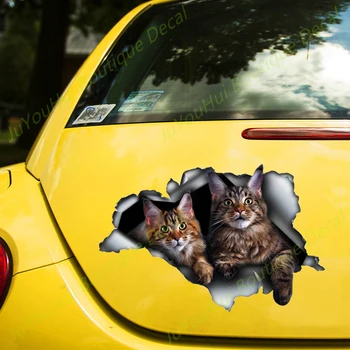 JuYouHui Внешние Аксессуары, наклейка с милыми кошками, 3D наклейка на автомобиль, Водонепроницаемые Автодекоры на бампер, заднее стекло, наклейки для ноутбуков