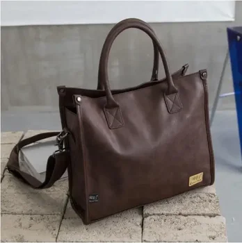Fashion PU Leather Men's Handbags Large Capacity Male Shoulder Messenger Bag Man Business LaptopTote Bag сумка мужская на плечо