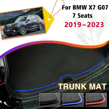 Коврик в багажник автомобиля для BMW X7 G07 7 Мест 2019 ~ 2023 Поддон для багажного отделения Задний Багажник Ковровые покрытия для багажа Напольные принадлежности для хранения
